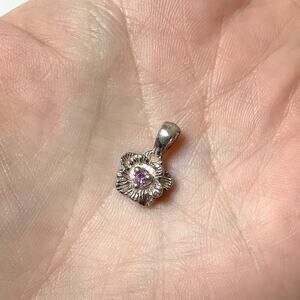 Sophia Fiori 925 Sterling Silver Pink Sapphire Flower Pendant Whimsical F15-44